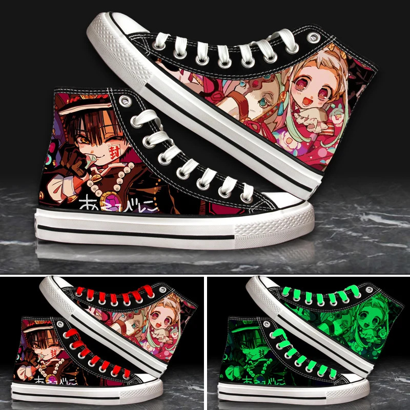 Canvas Sneaker High - Anime Toilet-Bound Hanako-kun luces nocturnas 3D