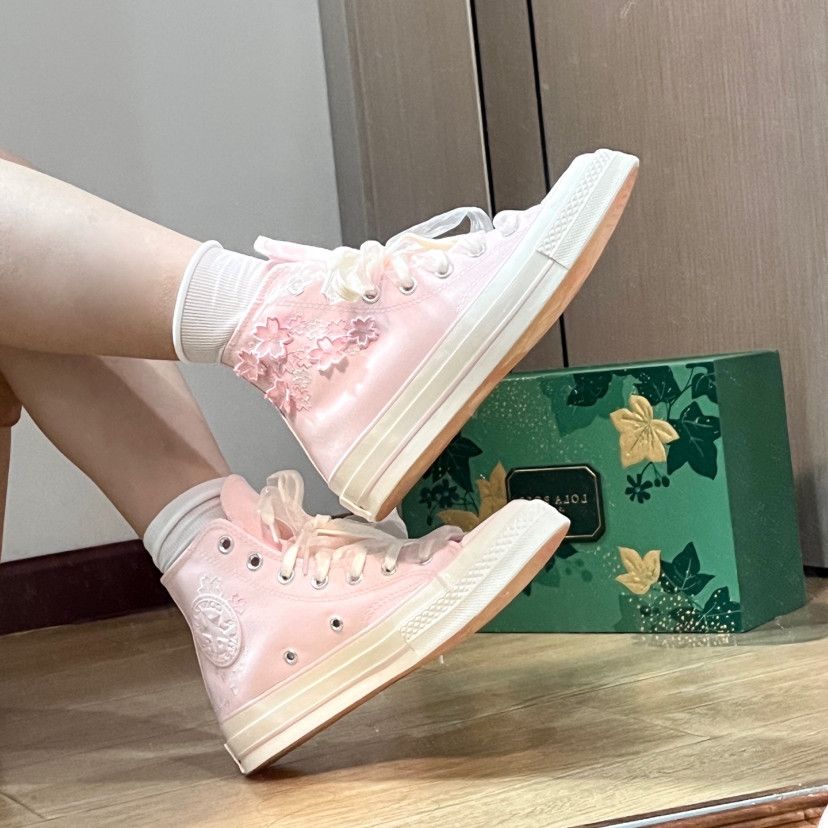Canvas Sneaker High - Zapatillas de Lona Bordadas para Mujer,