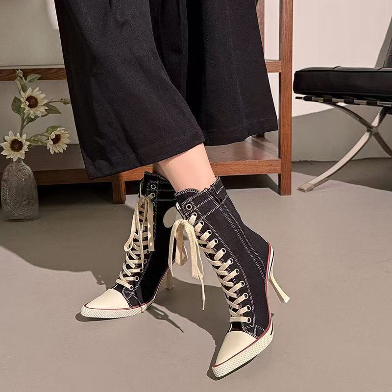 Canvas Sneaker High - Zapatos de tacón alto de diseñador