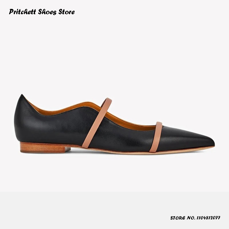 Men Shoes On - Bailarinas de cuero con doble correa